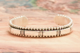 Native American Jewelry Sterling Silver Bracelet by Navajo Artist Johnathan Nez.
